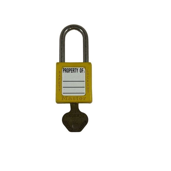 Master Lock Thermoplastic Safety Yellow Lockout Padlock With Key DANGER locked - Picture 2 of 3